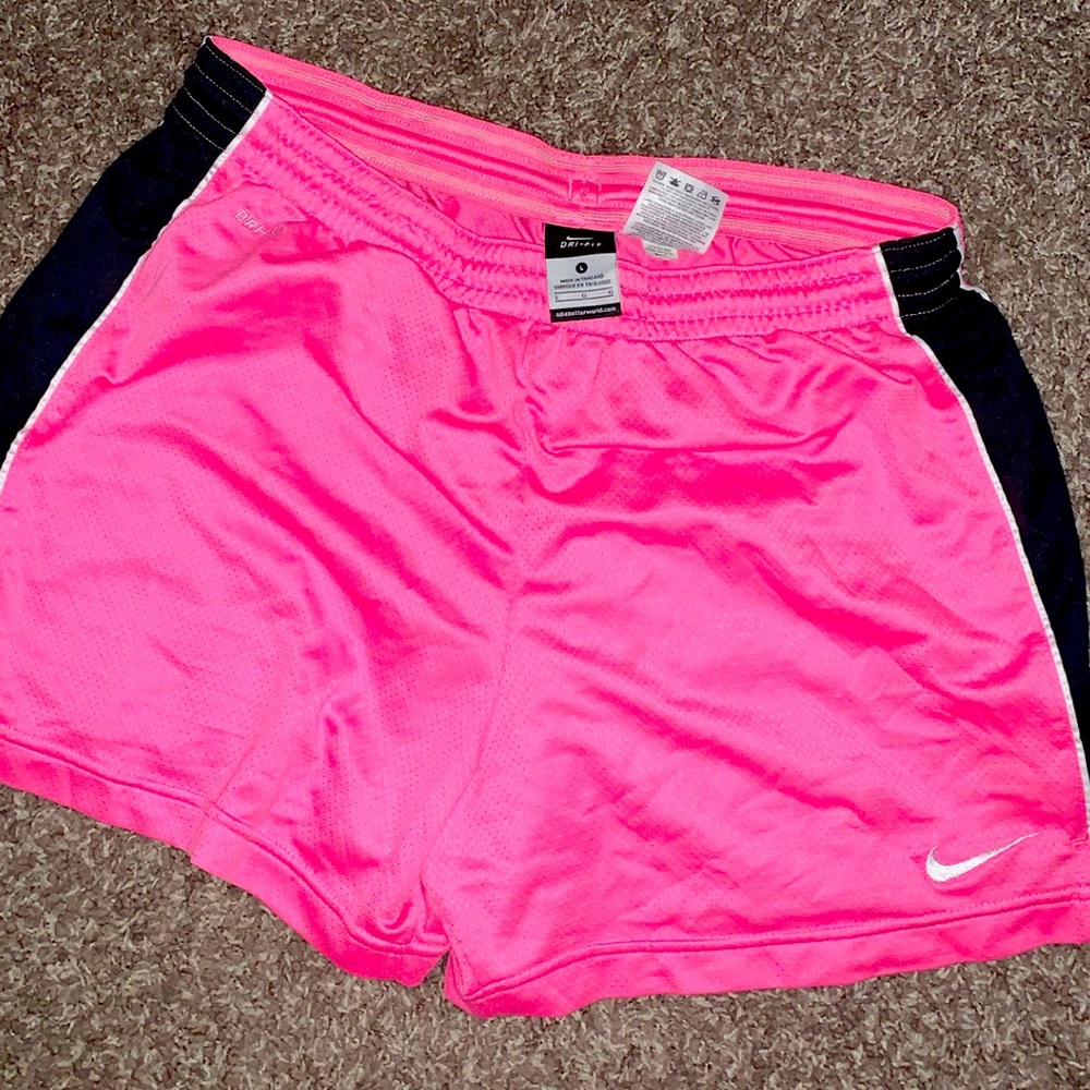 Women’s Mesh Nike Shorts Large. Hot pink and black